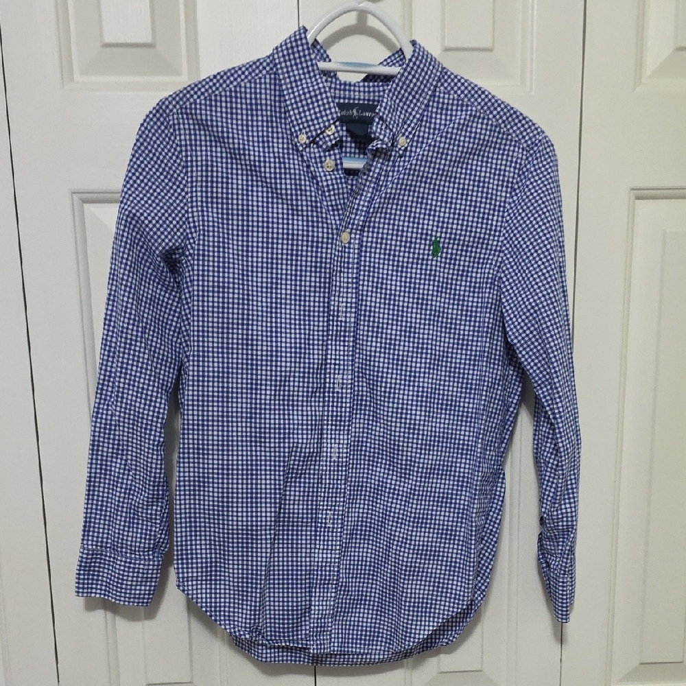 Polo by Ralph Lauren Boys Size M(10-12) Blue Checkered Shirt